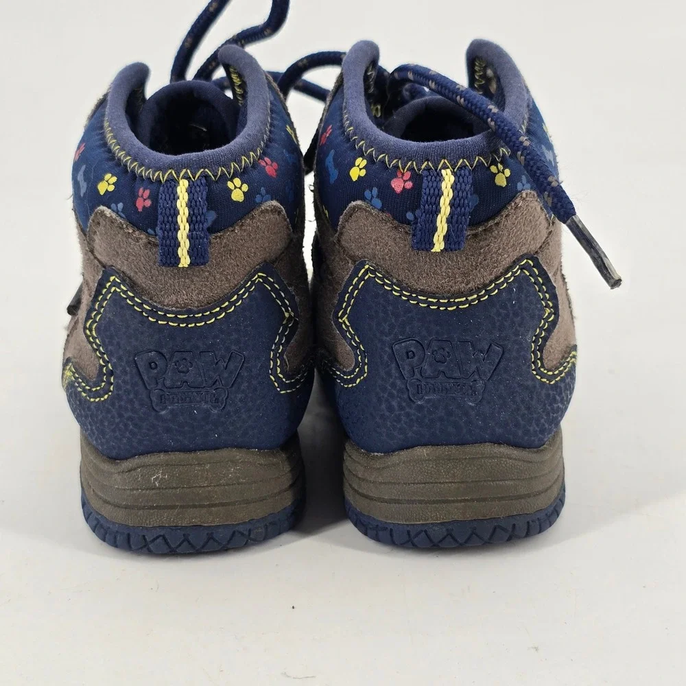 Paw Patrol Hiking Boots Kids Size 7 High Top Blue Grey Paw Print Sneakers
